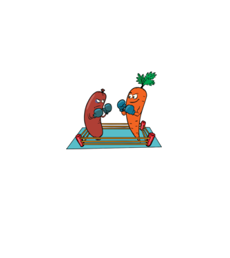 sausage vs carrot model galben pe tricou