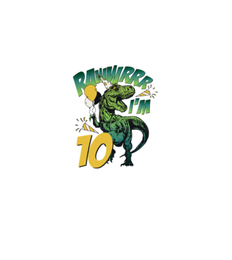 'Birthday Dinosaur rawww i''m 10' model alb pe tricou