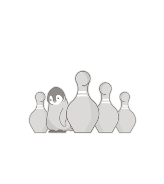 Bowling pinguin model alb pe tricou