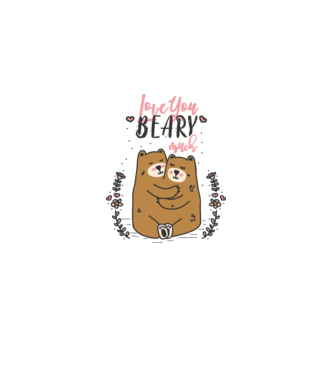 LoveU BEARY much model alb pe tricou