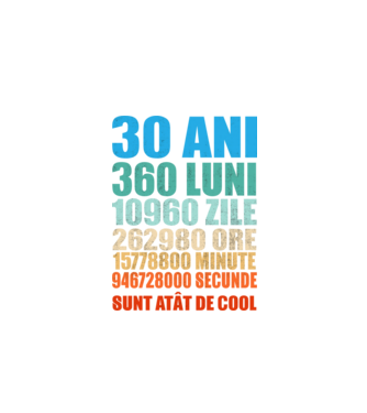 De 30 ani - luni - zile - ore - minute - secunde - sunt atât de cool model negru pe tricou