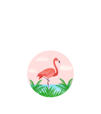 Flamingo model alb pe tricou