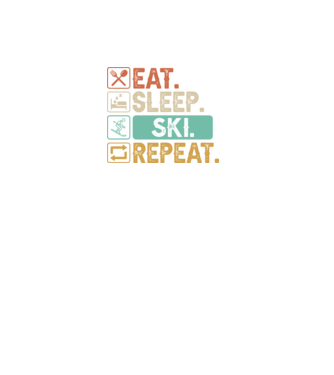 Eat Sleep SKI Repeat model negru pe tricou