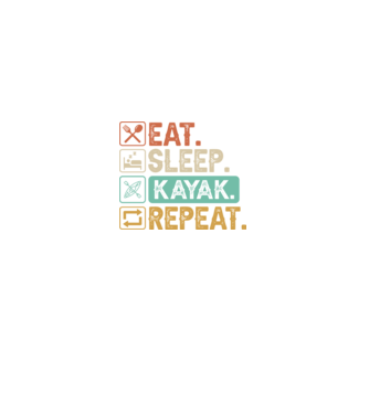 Eat Sleep Kayak model negru pe tricou