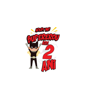 Acest mic supererou are 2 ani model negru pe tricou