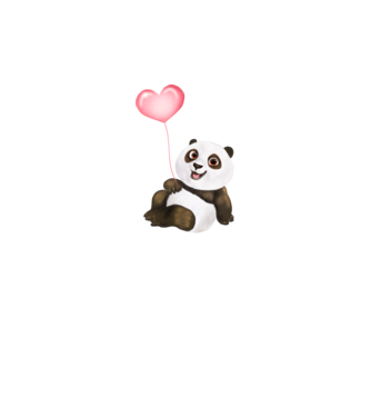 Cute panda with heart model alb pe tricou