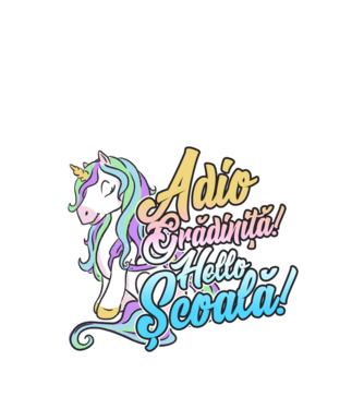 Adio grădiniță! Hello școală! model alb pe tricou