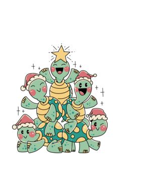 Turtle christmas tree model negru pe tricou