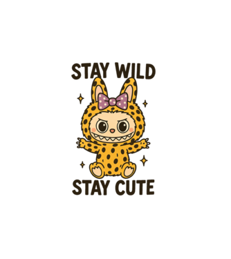 Stay wild - Labubu model alb pe tricou