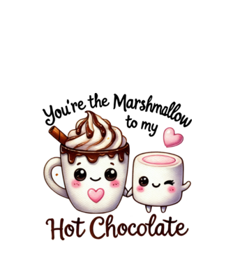Marshmallow to my Hot Chocolate model alb pe tricou