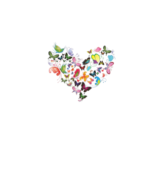 Butterfly Heart model alb pe tricou