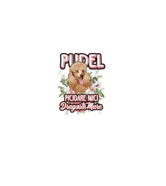 Pudel picioare mici dragoste mare model alb pe tricou