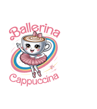 Ballerina Cappuccina model alb pe tricou