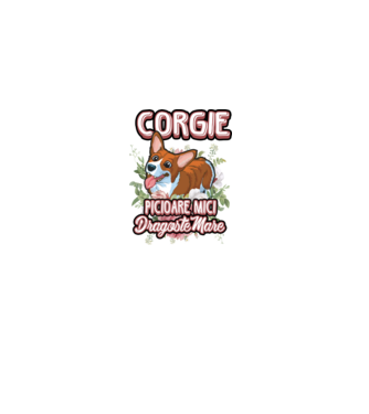 corgie : picioare mici dragoste mare model alb pe tricou