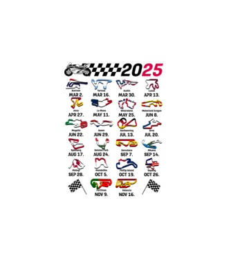 MOTOGP 25 CALENDAR alb model alb pe tricou