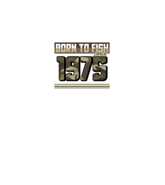 Born to fish since 1975 model negru pe tricou