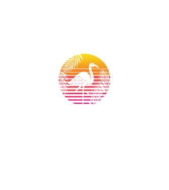 Retro flamingo sunset model negru pe tricou