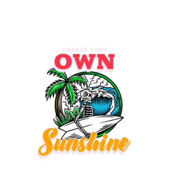 Create your own sunshine surfer skeleton model alb pe tricou