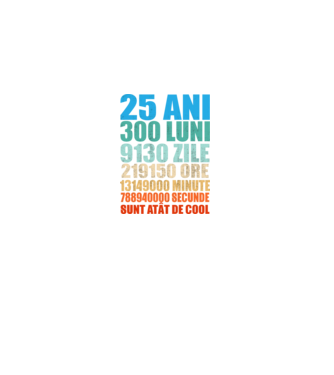 De 25 ani - luni - zile - ore - minute - secunde - sunt atât de cool model negru pe tricou