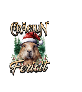 Capybara christmas model alb pe tricou