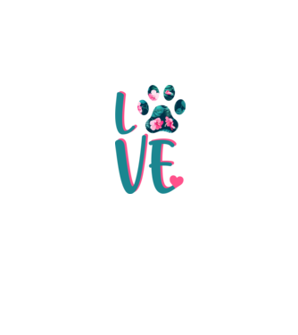 LOVE CÂINI model gri pe tricou