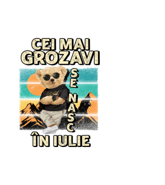 RETRO teddy IULIE model alb pe tricou