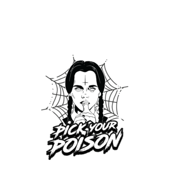 WEDNESDAY Pick your poison model alb pe tricou