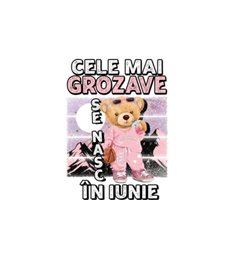 RETRO teddy fetişcană IUNIE model alb pe tricou