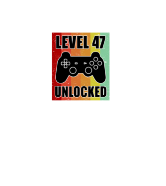 level 47 unlocked retro gamer model negru pe tricou