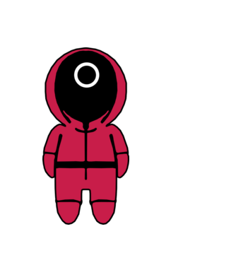 squid game figure model negru pe tricou