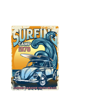 Surfer Camp model alb pe tricou