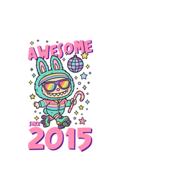 Awesome since 2015 - Labubu model alb pe tricou