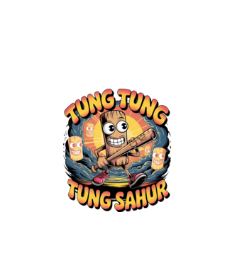 Tung Tung Tung Sahur Retro model negru pe tricou