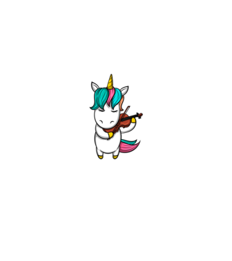 Unicorn Violin model alb pe tricou