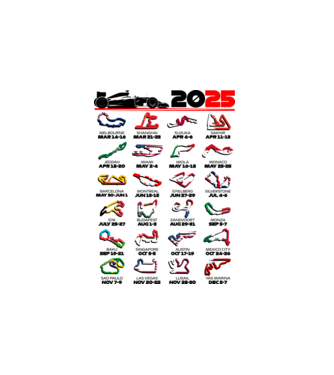 F1 calendar 2025 Alb model alb pe tricou