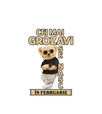 Teddy cel cool februarie model alb pe tricou