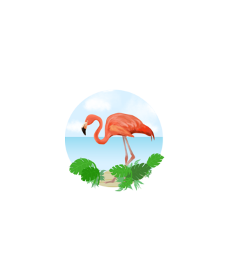 Flamingo model alb pe tricou