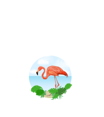 Flamingo model alb pe tricou