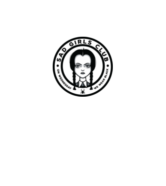 WEDNESDAY Sad Girls Club model negru pe tricou