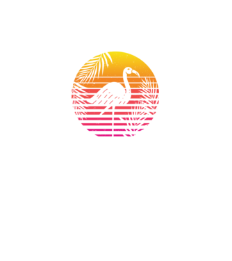 Retro flamingo sunset model negru pe tricou