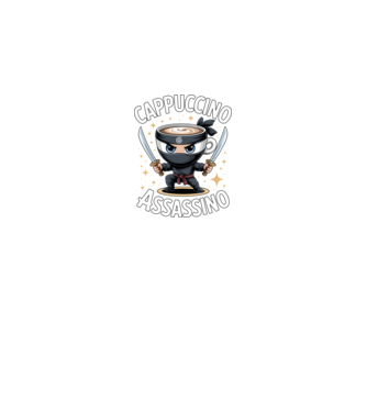Cappuccino Assassino model negru pe tricou