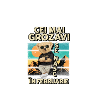 RETRO teddy FEBRUARIE model alb pe tricou