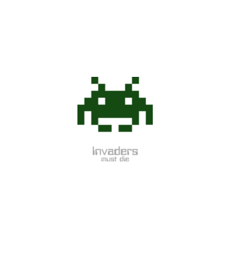 Invaders Must Die model alb pe tricou