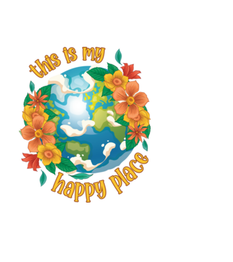 Happy Place model albastru deschis pe tricou