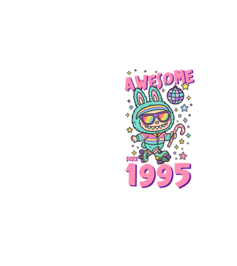 Awesome since 1995 - Labubu model galben neon pe tricou