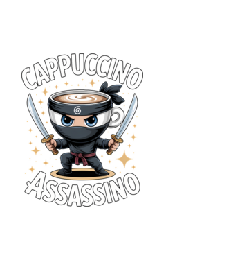 Cappuccino Assassino model alb pe tricou