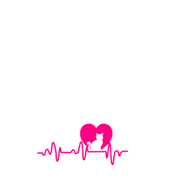 Pisică heartbeat model negru pe tricou