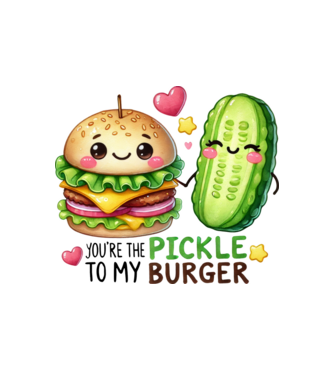 Pickle to my Burger model alb pe tricou