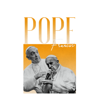 Pope Frances 90s poster model alb pe tricou