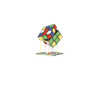 Melting Rubik cube model negru pe tricou